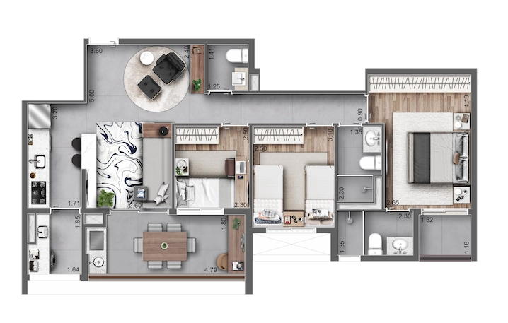 APTO. | PLANTA DE 83 M² | 3 DORMS. (1 SUÍTE)