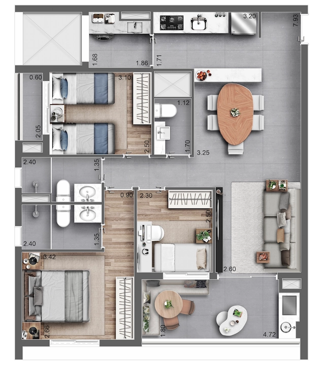 APTO. | PLANTA DE 86 M² | 3 DORMS. (1 SUÍTE)