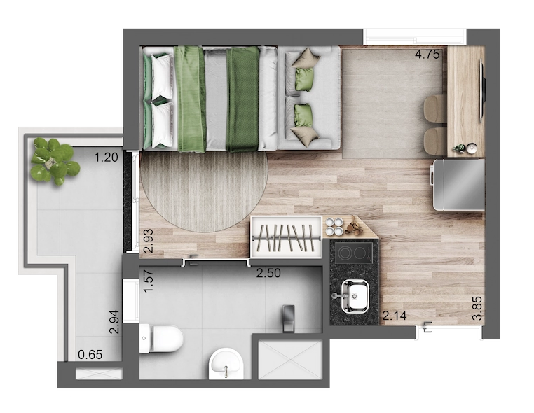 STUDIO | PLANTA DE 26 M²